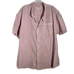 Outerknown XXL Men Pink Short Sleeve Button Up Shirt Regenerative Organic Cotton